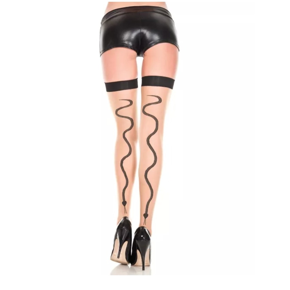 BODY RAGE Snake Backseam Thigh High Stockings One‎ Size NWT